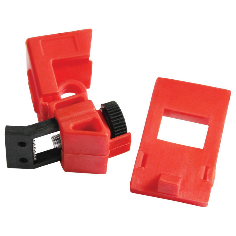 Lockout Safety Supply 7256 120/277V Clamp-On Breaker Lockout-Cleat, Red