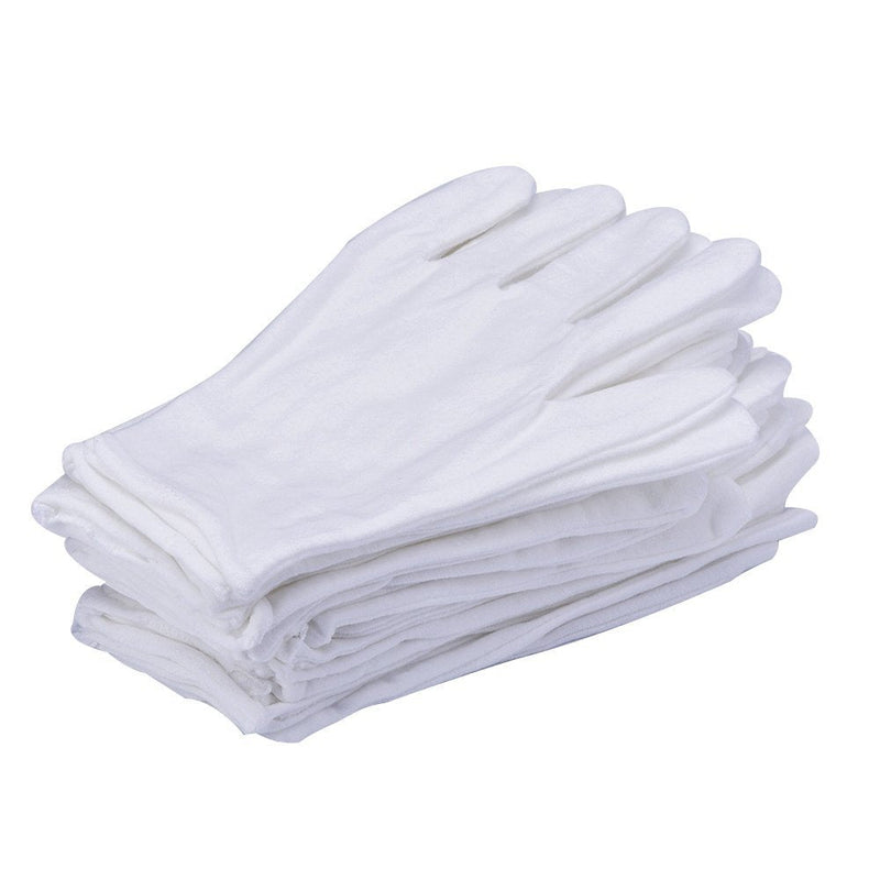 12Pcs/6 Pairs 8.27 Inches White Cotton Gloves Work Gloves One Size