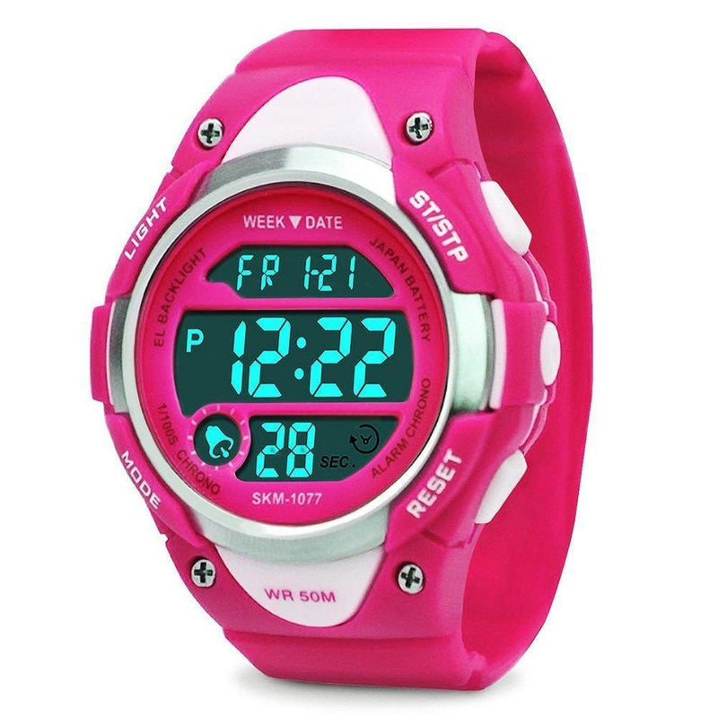 Boys Girls Sport Digital Watch, Kids Outdoor Waterproof Electronic Watches with LED Alarm Stopwatch Red