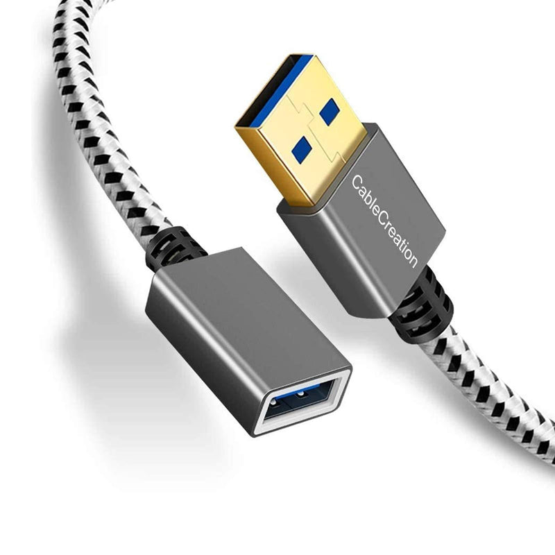 CableCreation [2-Pack] Short (3.3ft) USB3.0 Extension Cable, USB 3.0 A Male to Female Extender for Oculus VR, Playstation, Xbox, Keyboard, Printer, Scanner Space Gray Aluminum 3.3ft[2-Pack] Male-Female