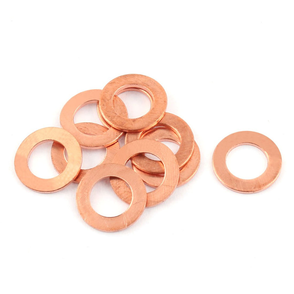 uxcell 10pcs 8mm x 14mm x 1mm Flat Ring Copper Crush Washer Sealing Gasket Fastener