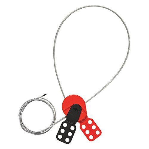 Lockout Safety Supply 7290 Cable Lockout Hasp with 6' Cable, Red/Black