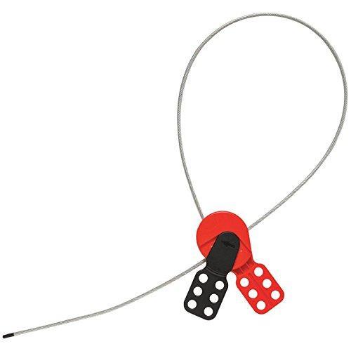 Lockout Safety Supply 7289 Cable Lockout Hasp with 3' Cable, Red/Black