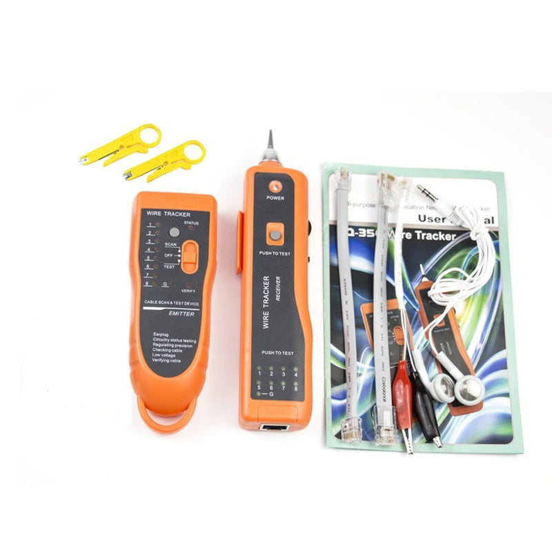 Ethernet Network Toner RJ11 RJ45 Network Cable Tester Lan Tracker Wire Finder Cat5 Cat6 with 2 Network Wire Stripper Toolkit Orange