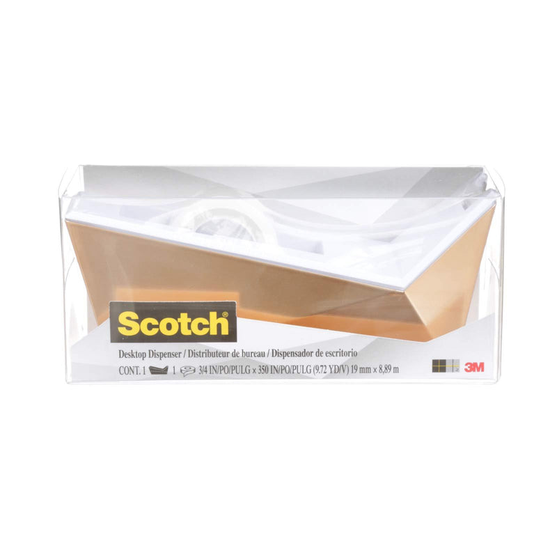 Scotch Facet Design One-Handed Dispenser, with 3/4 x 350 Tape Roll, 1" Core, Copper (C17-CP)