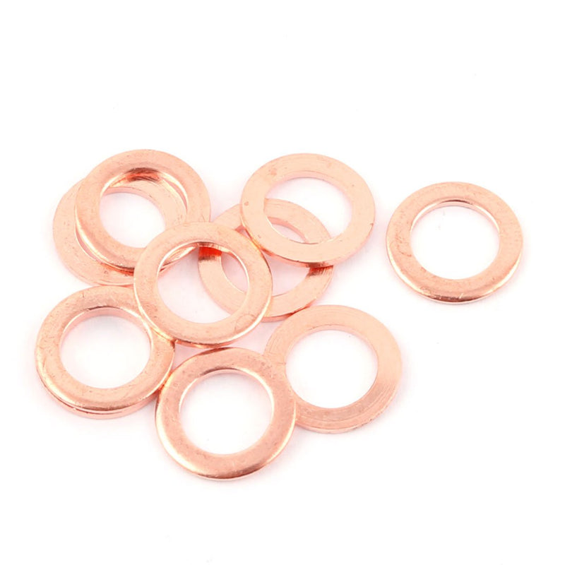 uxcell 10pcs 8mm x 12mm x 1mm Flat Ring Copper Crush Washer Sealing Gasket Fastener