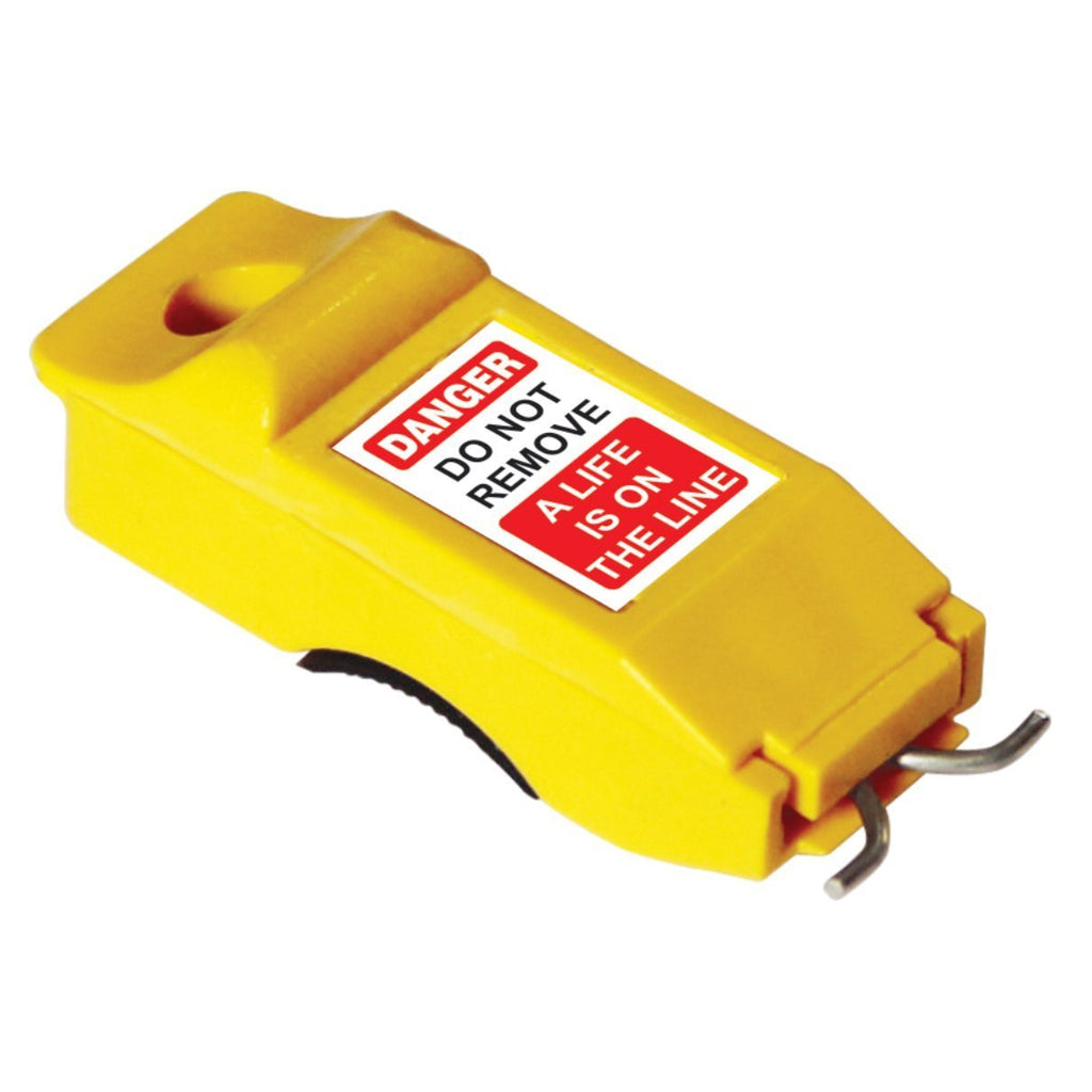 Lockout Safety Supply 7260 Slider Pin Out Circuit Breaker Lockout, Yellow