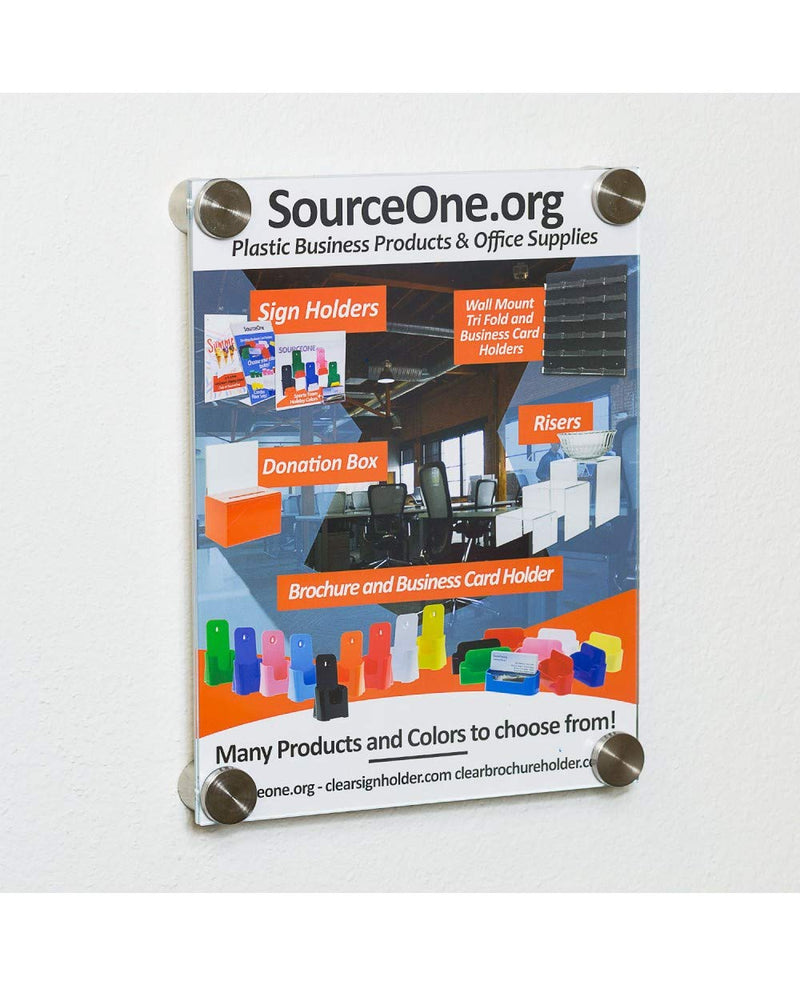 SOURCEONE.ORG Source One Acrylic Sign Holder with Standoff, Clear or Frosted 8.5 x 11