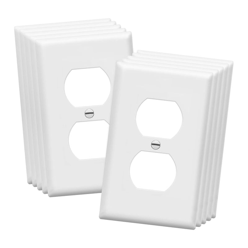 ENERLITES Duplex Wall Plates Kit, Electrical Outlet Covers, Standard Size 1-Gang 4.50" x 2.76", Unbreakable Polycarbonate Thermoplastic, Electric Receptacle Plug Covers, 8821-W-10PCS, White, 10 Pack Screw wall plate