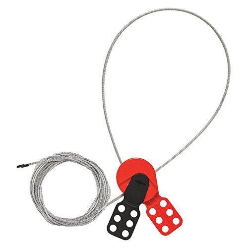 Lockout Safety Supply 7292 Cable Lockout Hasp with 15 'Cable, Red/Black
