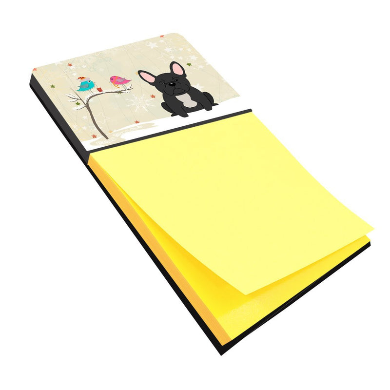 Caroline's Treasures BB2486SN Christmas Presents Between Friends French Bulldog Black Sticky Note Holder, Large, Multicolor