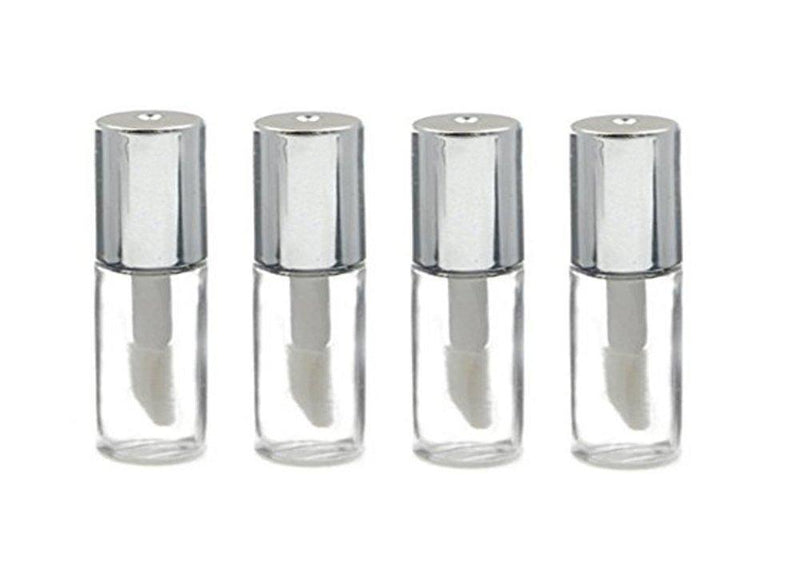 ASTRQLE 10Pcs 1.2ML Mini Reusable Empty Clear Plastic Lip Gloss Balm Tube Bottle DIY Lipstick Container Vials (Silver) Silver