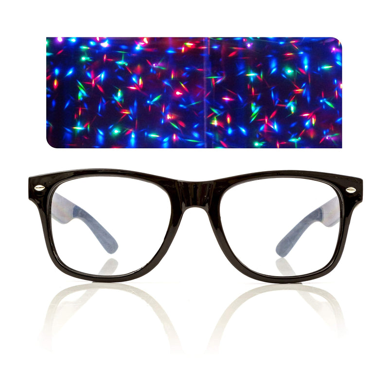 Premium Starburst Diffraction Glasses - Ideal for Raves, Festivals, and More Black Star Burst - Clear