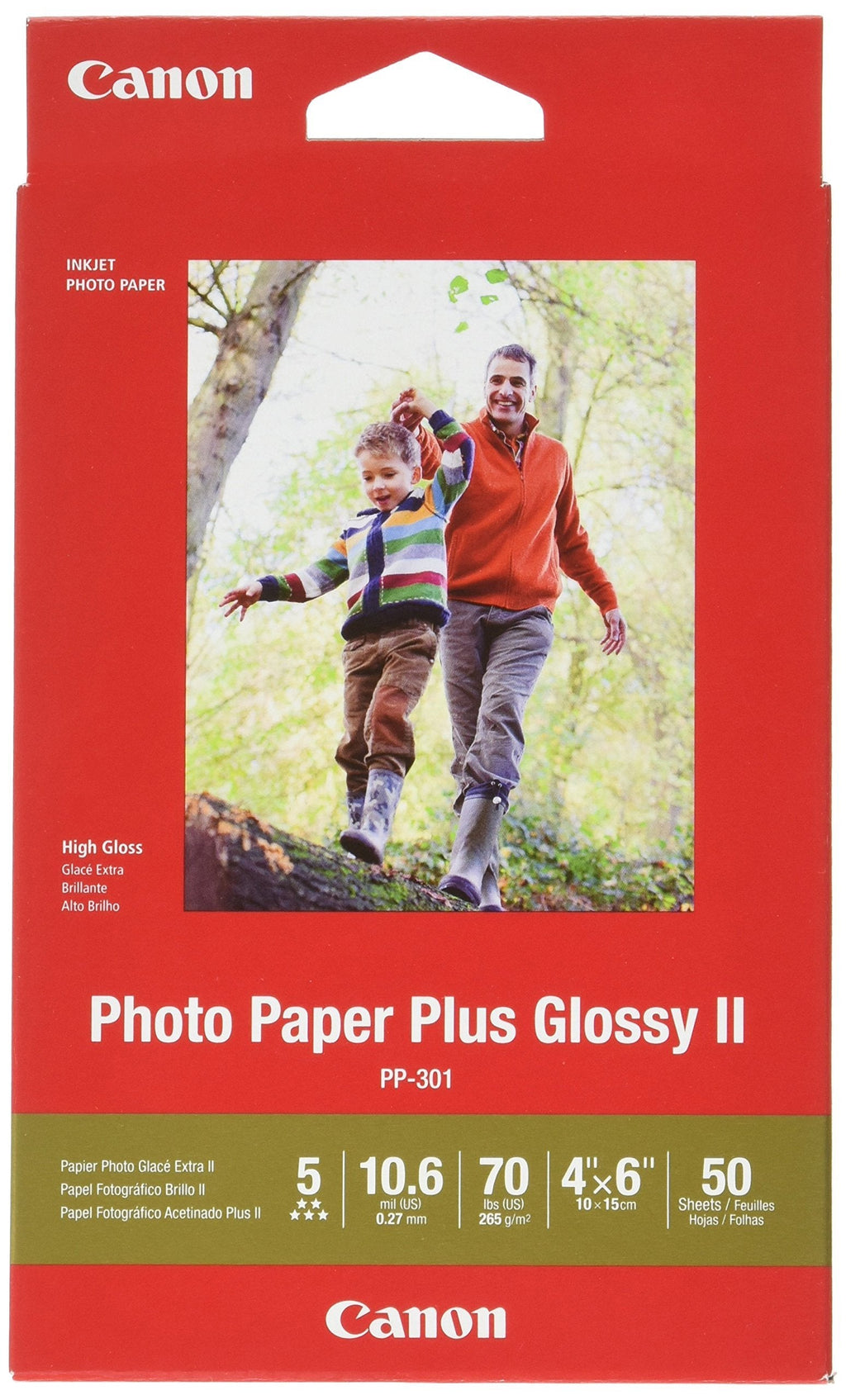 Canon Glossy Photo Paper Plus II, 4"x6"(50 Sheets) 4'x6' (50 Sheets) Single