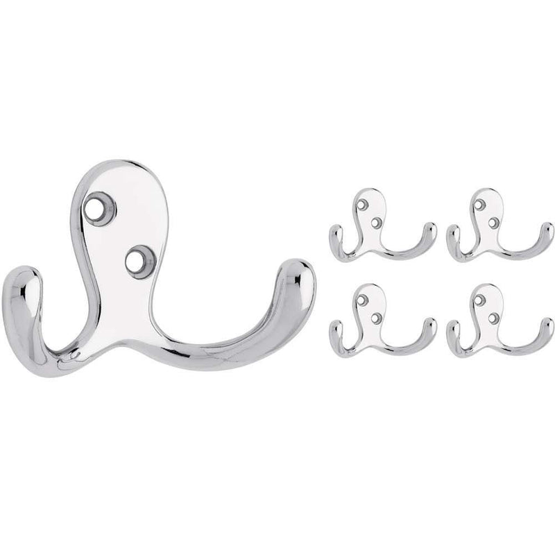 Franklin Brass FBDPRH5-PC-C Double Prong Robe Hook, 5 Pack, Polished Chrome, 5 Piece