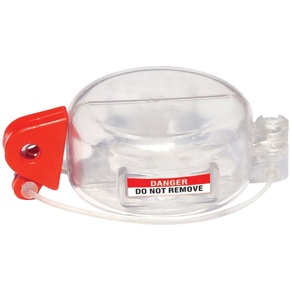 Lockout Safety Supply 7253 Push Button Lockout-Electrical Panels, Clear/Red