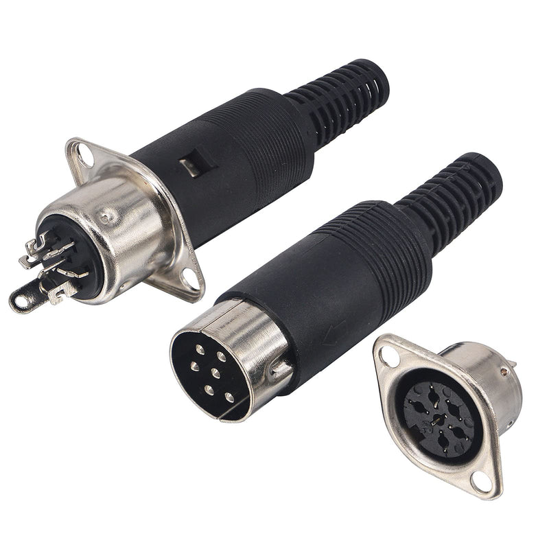 6 Pin DIN Male Plug + Female Adapter Socket Panel Mount AV Solder 6 pin din Connector Set of 2