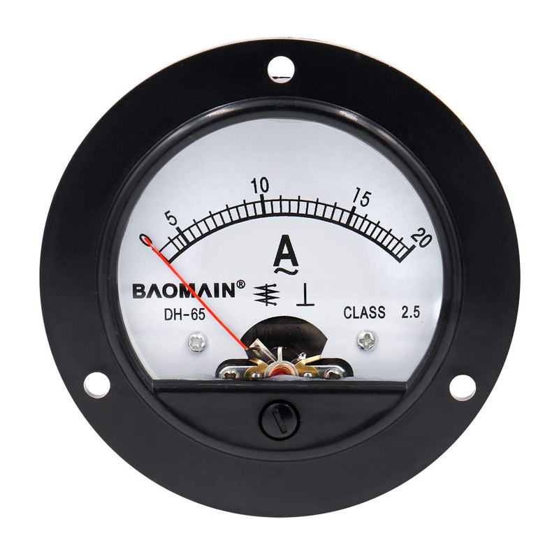 Baomain DH-65 Round Shaped AC 0-20A Analog Panel Meter Ammeter Gauge