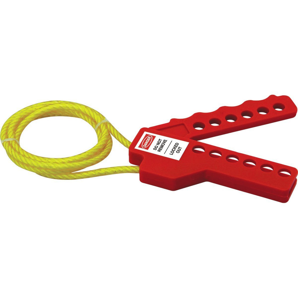 Lockout Safety Supply 7245 Squeezer Multipurpose Cable Lockout with Dielectric Yellow Cable, Red