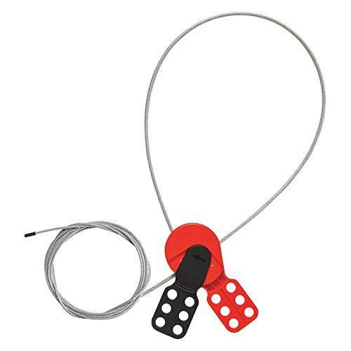 Lockout Safety Supply 7291 Cable Lockout Hasp with 9' Cable, Red/Black