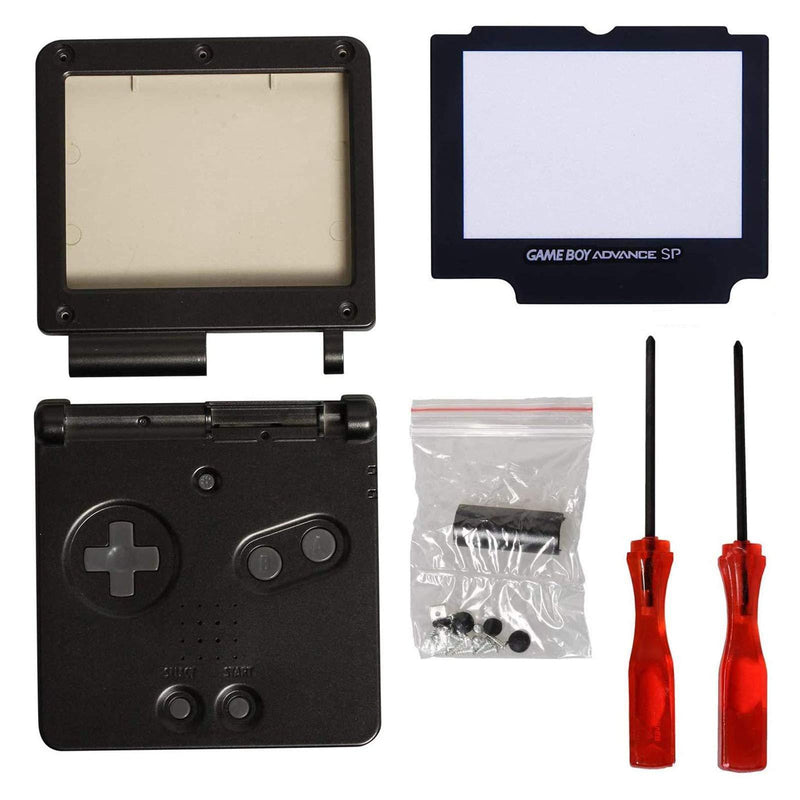 Timorn Full Parts Housing Shell Pack Replacement for GBA SP Gameboy Advance SP (Black Pack) Black Pack
