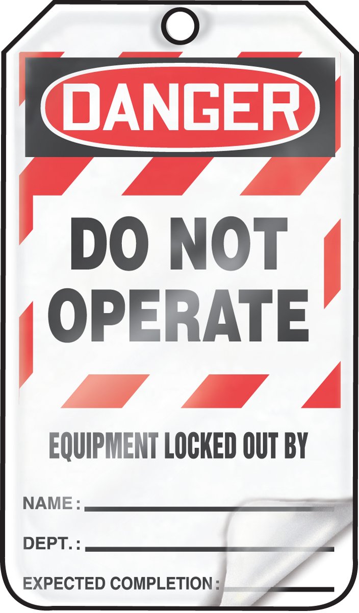 Accuform Lockout Tags, Pack of 5, Danger Equipment Locked Out, US Made OSHA Compliant Tags, Weather-Proof & Chemical Resistant Laminated PF-Cardstock, 5.75"x 3.25", MLT410LTM