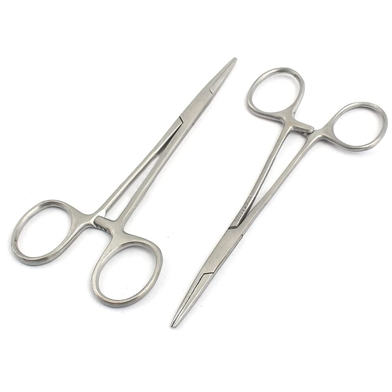 AAPROTOOLS New 2PC Set 5" Straight HEMOSTAT Forceps Locking Clamps Stainless Steel A+ Quality