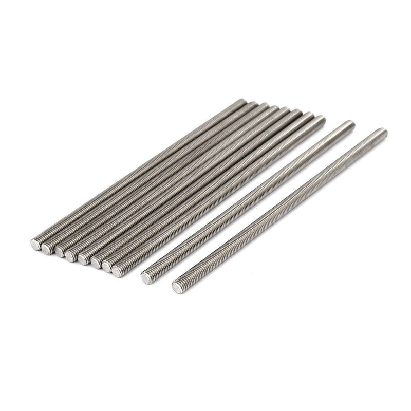 uxcell M8 x 200mm 1.25mm Pitch 304 Stainless Steel Fully Threaded Rods Fasteners 10 Pcs