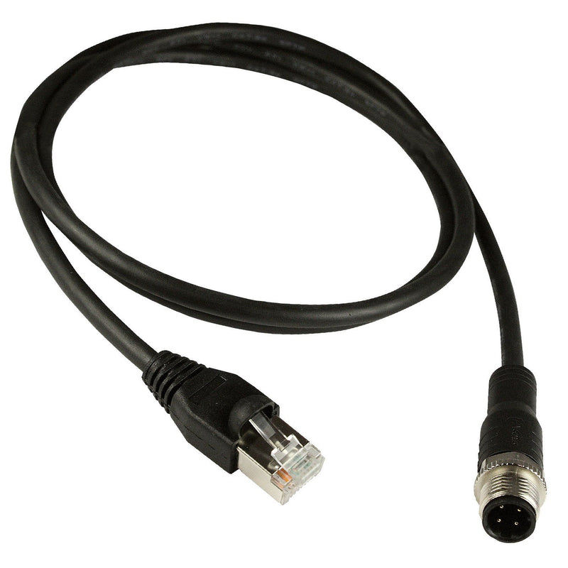 ASI ASI-M12-RJ45-11105 M12 4 Position D-Coded Male to RJ45 Male Shielded Cable Assembly, Cat5e SFTP 24 AWG with Black PUR Jacket, 5 M 1
