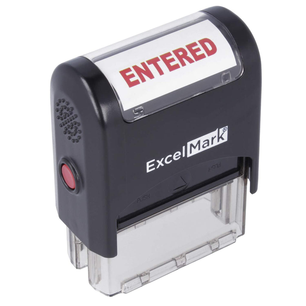 Entered - ExcelMark Self-Inking Rubber Stamp - A1539 Red Ink