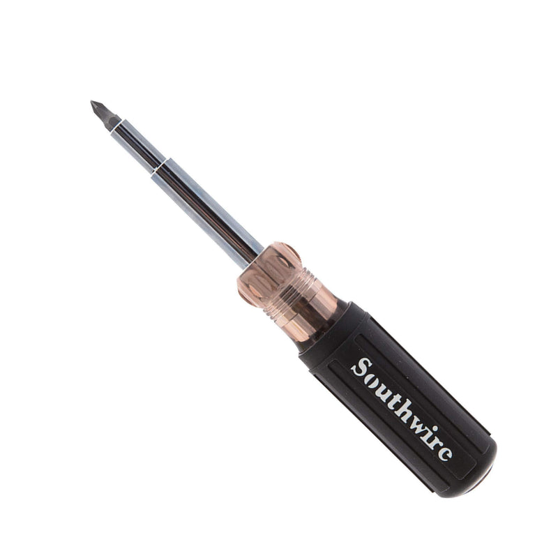 Southwire Tools & Equipment 59723940 12-In-1 Multi-Bit Screwdriver, Interchangeable Bits, Comfort Grip Handle, hex 1/4", 5/16", 3/8"; Phillips #1,2,3; slotted SL4-5,SL6-8,sl8-10, and square #1,2