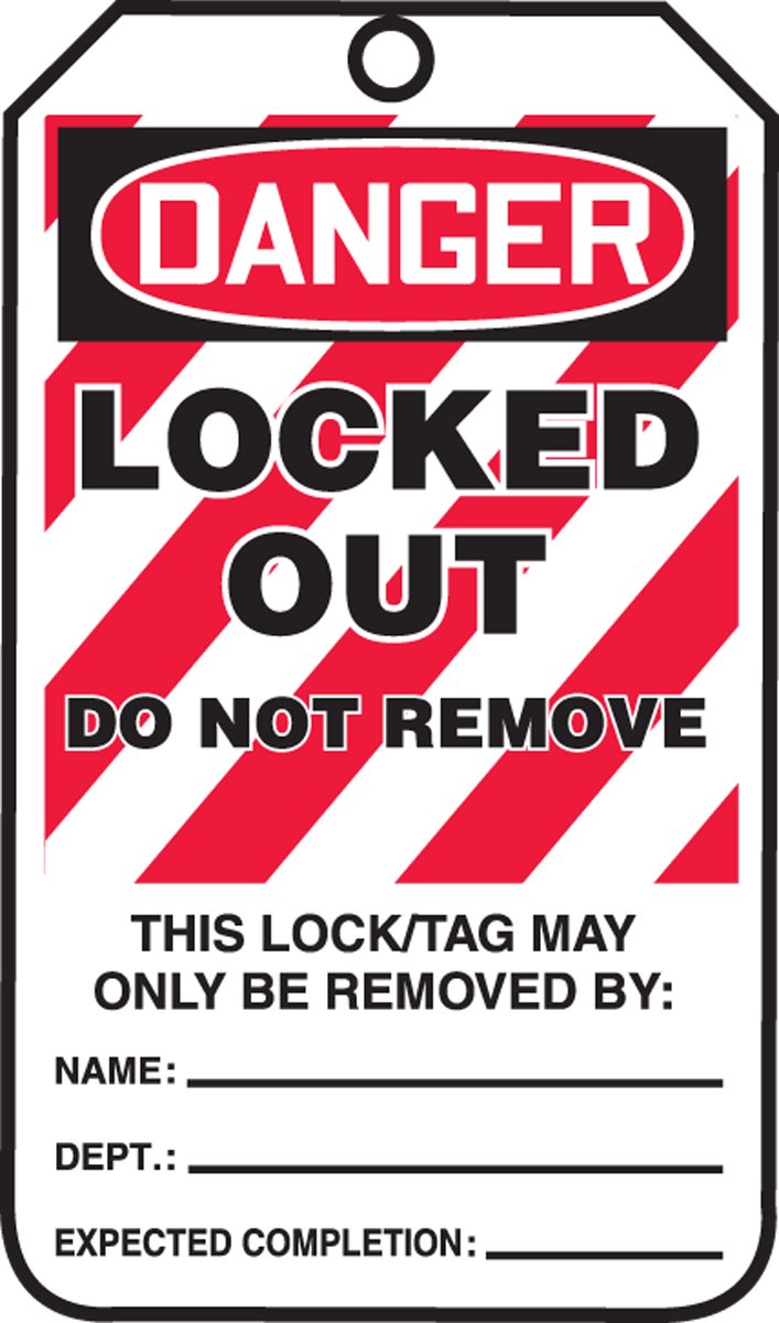 Accuform Lockout Tags, Pack of 5, Danger Locked Out Do Not Remove, US Made OSHA Compliant Tags, Tear & Water Resistant PF-Cardstock, 5.75"x 3.25", MLT418CTM 5 Tags