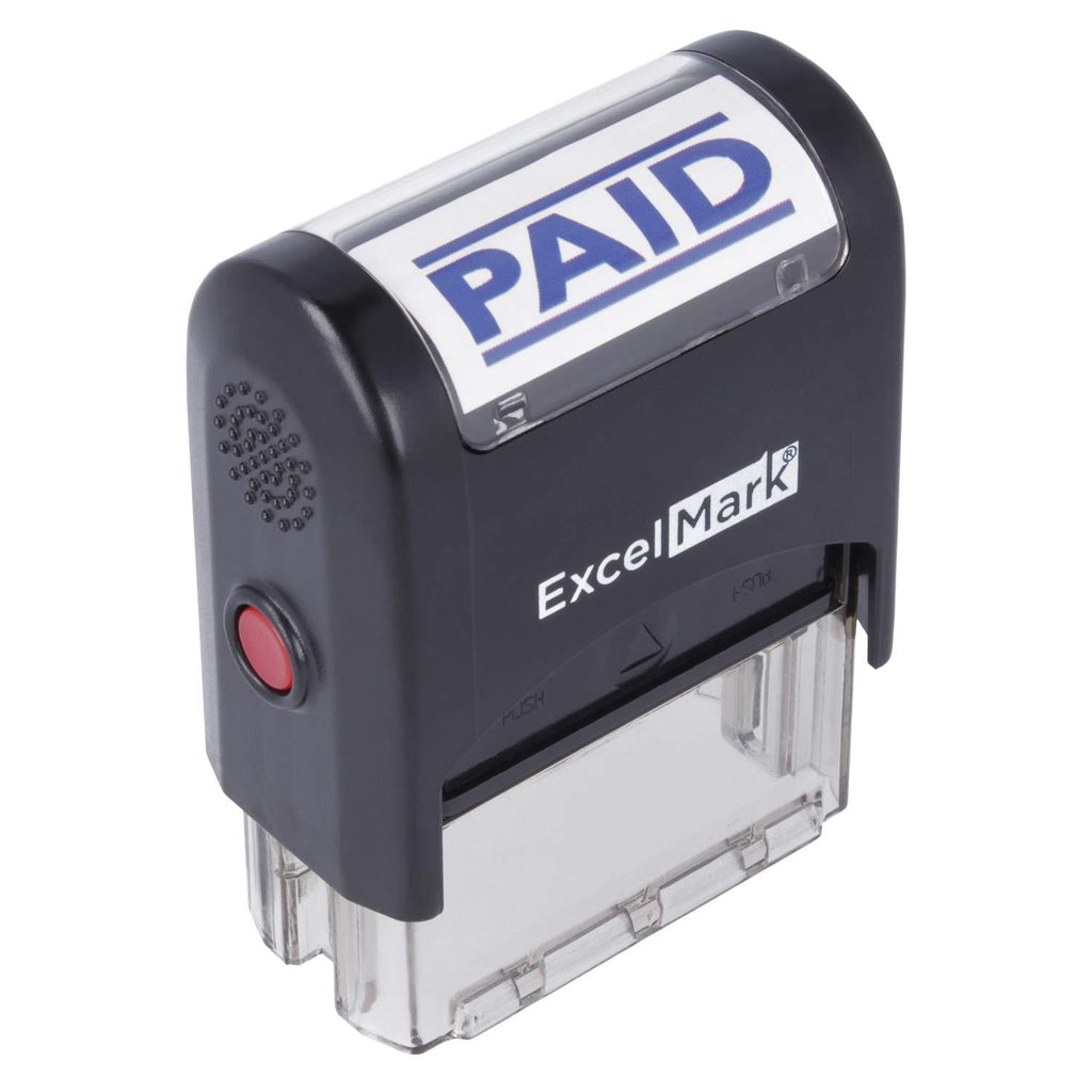 Paid - ExcelMark Self-Inking Rubber Stamp - Blue Ink A1539