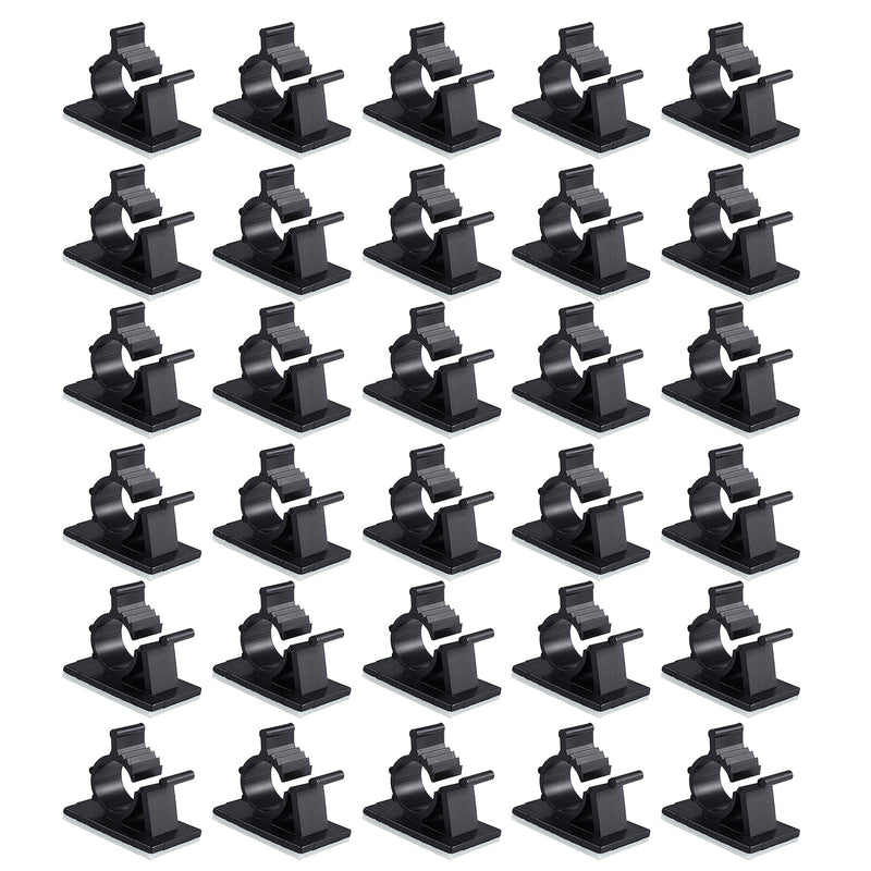 Viaky 30 Pcs Black Clips Self Adhesive Backed Nylon Wire Adjustable Cable Clips Adhesive Cable Management Drop Wire Holder 30black