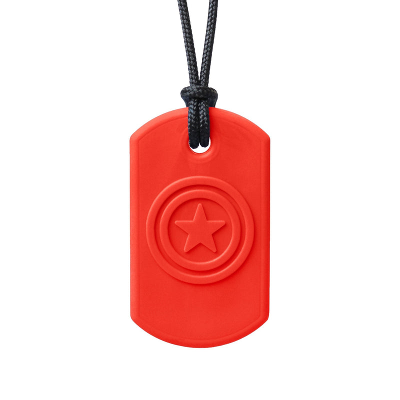 ARK's Super Star Sensory Chew Necklace, Made in The USA (Soft for Mild Chewing, Red)