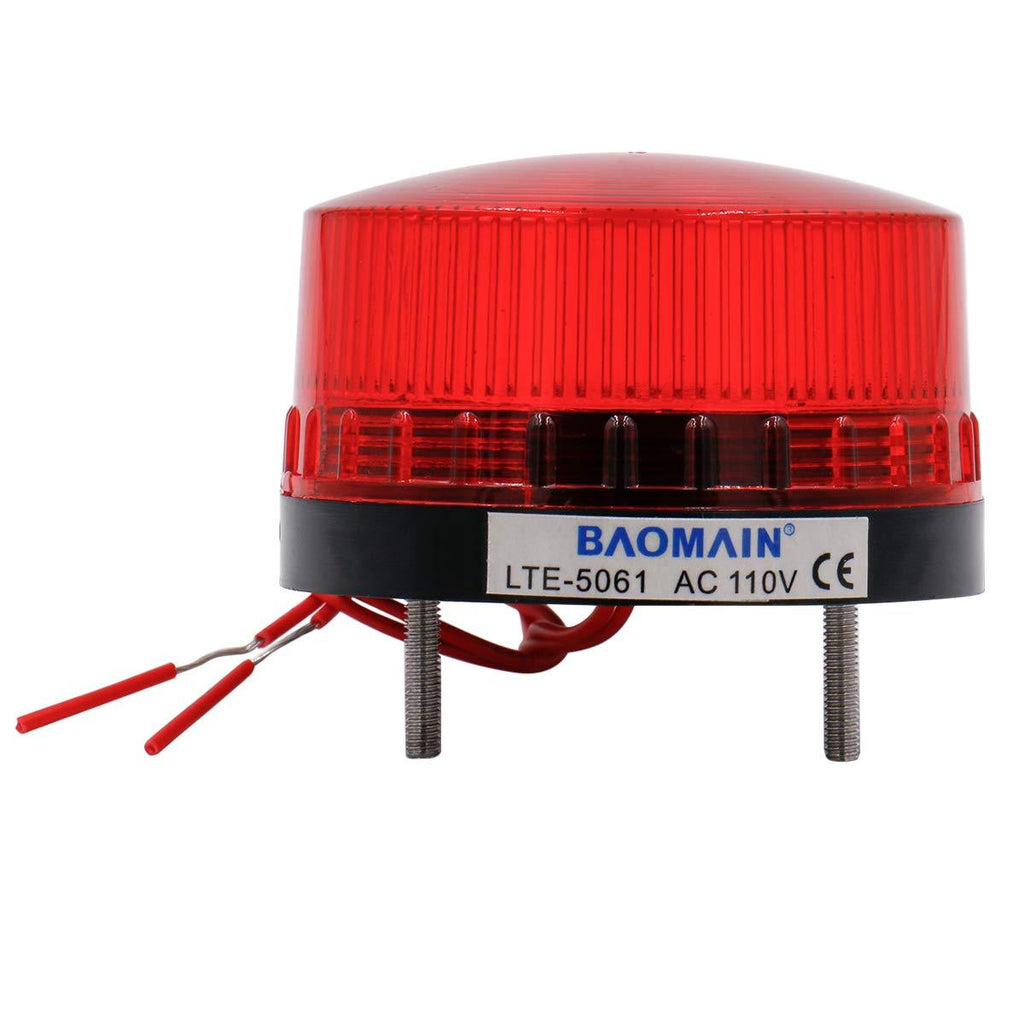 Baomain Industrial Signal Warning lamp Round Red Warning Light Blinking LTE-5061 AC 110V 3W