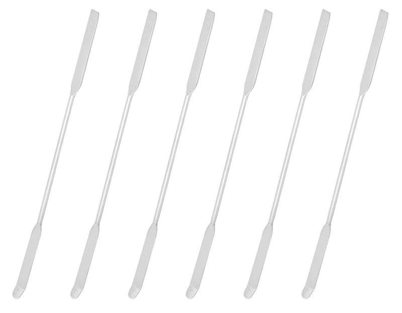 6PK Chattaway Spatulas, 7.9" - Stainless Steel, Polished - Dual Ended, Flat End & Bent End - Eisco Labs