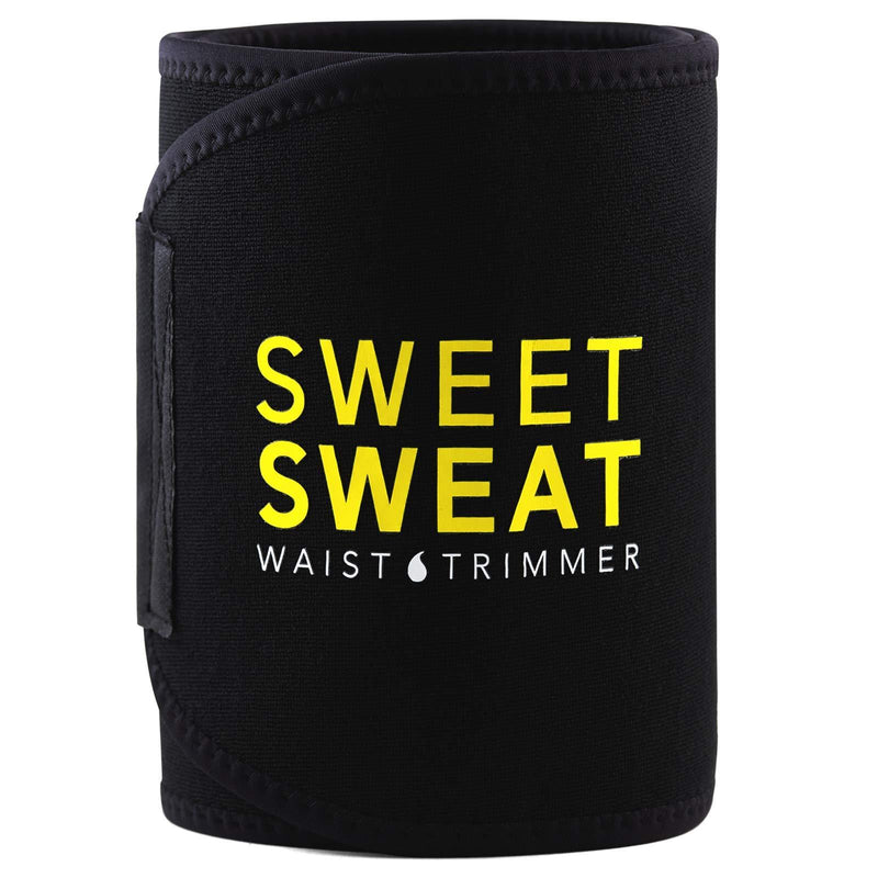Sweet Sweat Waist Trimmer - Black/Yellow Logo | Premium Waist Trainer Belt for Men & Women Small