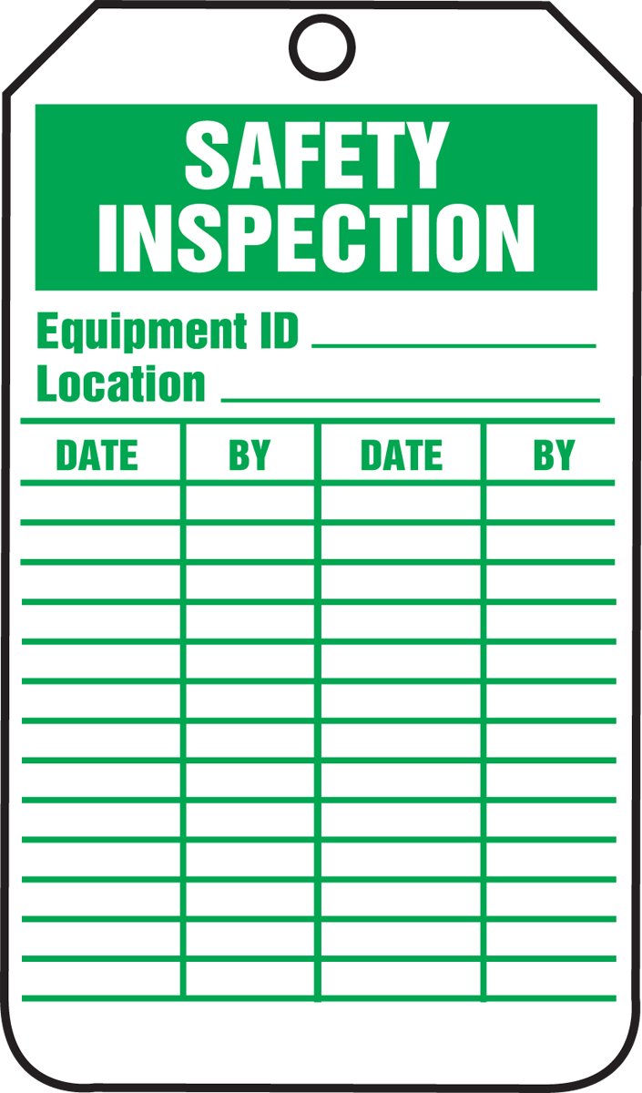 Accuform TRS315CTM PF-Cardstock Inspection & Status Record Tag, Legend"Safety Inspection", 5.75" Length x 3.25" Width x 0.010" Thickness, Green on White (Pack of 5)