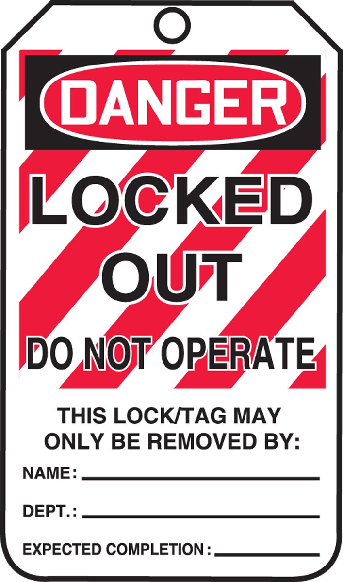 Accuform Lockout Tags, Pack of 5, Danger Locked Out Do Not Operate, US Made OSHA Compliant Tags, Tear & Water Resistant PF-Cardstock, 5.75"x 3.25", MLT407CTM 5 Tags