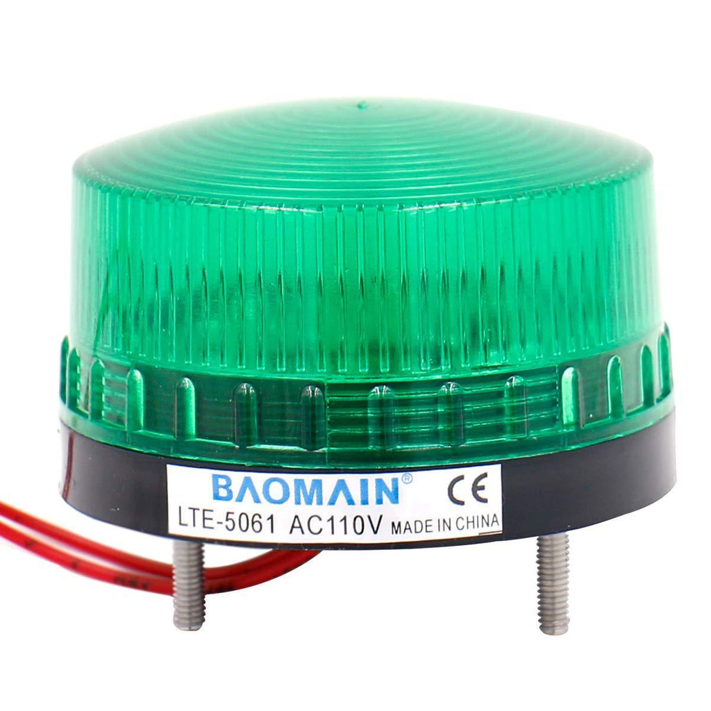 Baomain Industrial Signal Round Green Warning Light Strobe Warning lamp LTE-5061 AC 110V