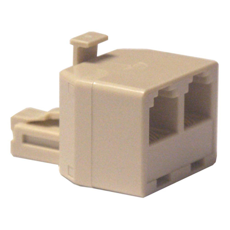 Telephone T-Adapter, Single to Dual Jack, Ivory