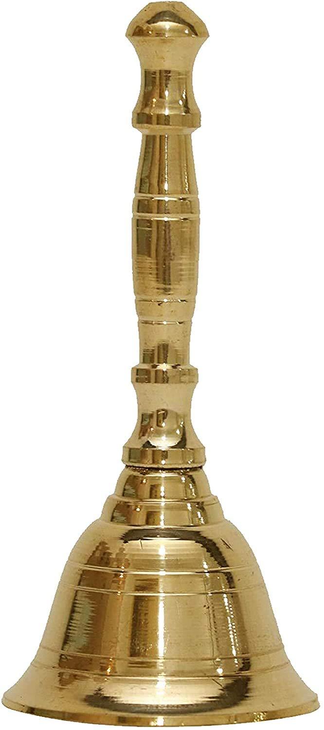 Shubhkart Solid Brass Hand Bell- Puja Ghanti for Wedding Events Decoration, Food Line, Alarm, Jingles, Service Bell(Small)