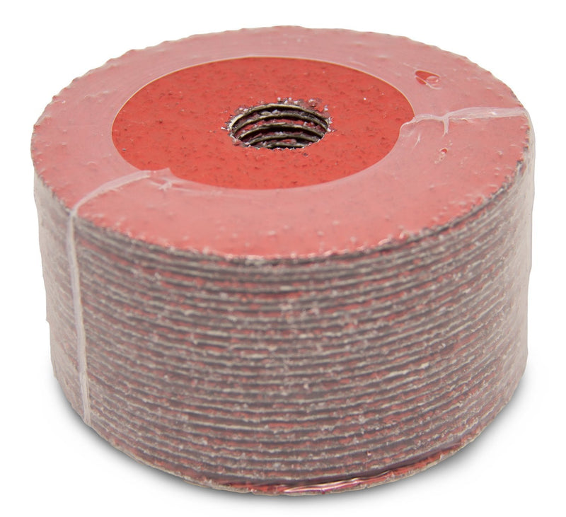 Benchmark Abrasives 4-1/2" Premium Ceramic Resin Fiber Discs with Double Resin Bond Technology 7/8" Arbor 24 Grit - 25 Pack