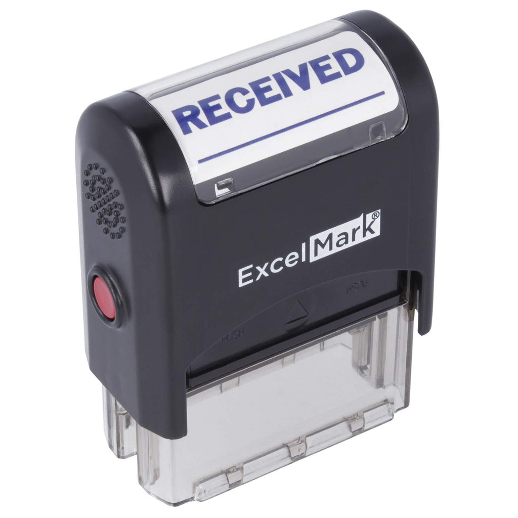 ExcelMark A-1539 Self-Inking Rubber Stamp - Received with Signature Line - Blue