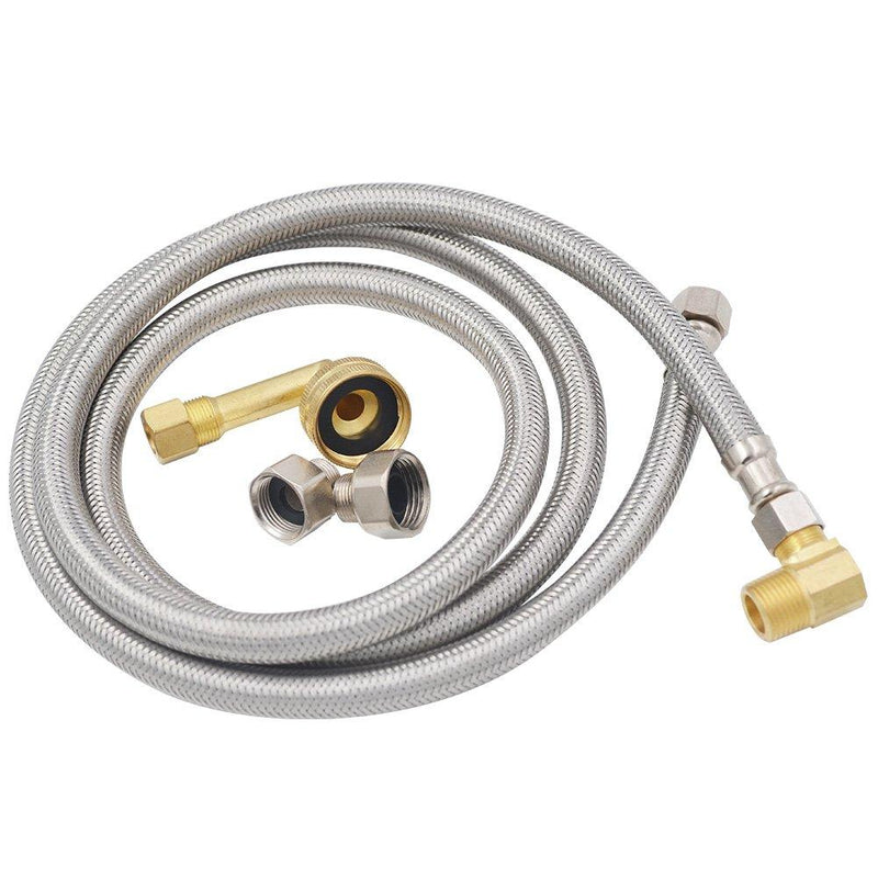 TT FLEX UPC Approved Flexible Stainless Steel Braided Dishwasher Hose,3/8"comp3/8"comp,5FT