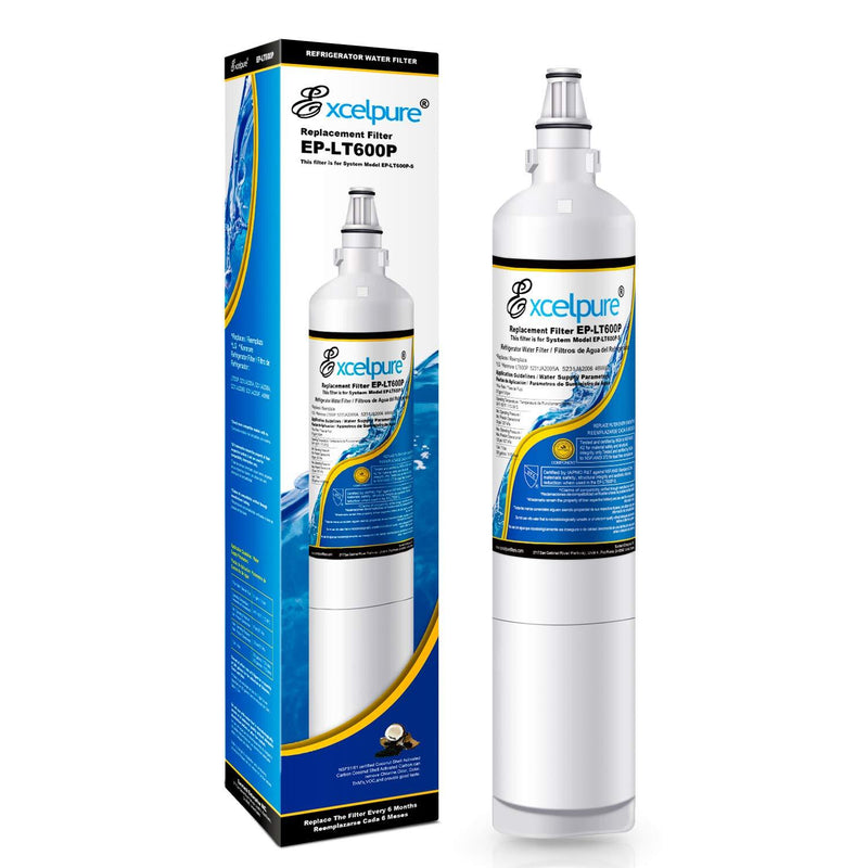 EXCELPURE LT600P Refrigerator Water Filter,Replacement for LG LT600P, 5231JA2005A, 5231JA2006B, KENMORE 46-9990, 9990, 469990, HDX FML-2 (1 PACK)