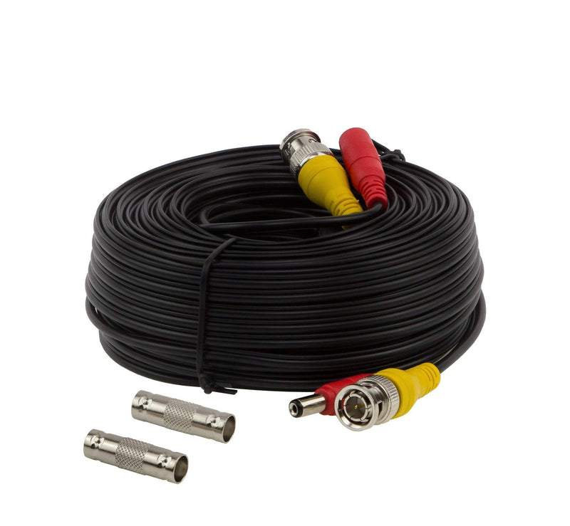 InstallerCCTV 100ft Pre-Made All-in-One BNC Video and Power Cable with Connector for Surveillance CCTV Security Camera Video System - Black