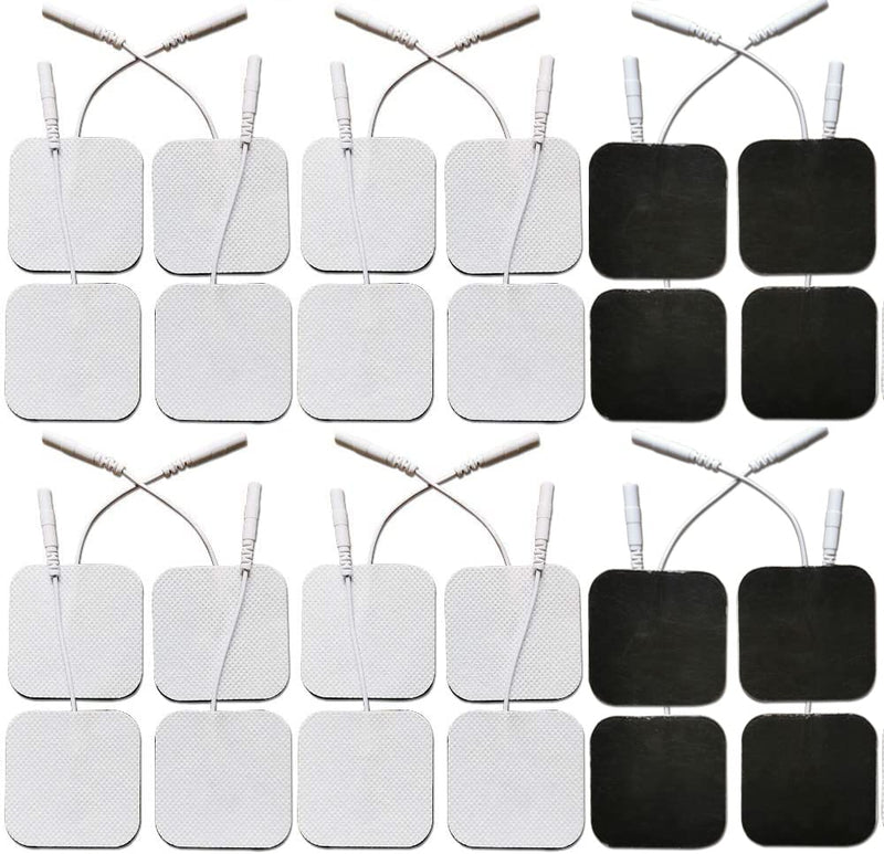 OUDYSCARE TENS Unit Electrodes Replacement Pads - 24Pcs 2"x2" Self-Adhesive Reusable Massage Electrode Patches Compatible with TENS 7000 EMS Machine for Lower Back and Pain Relief