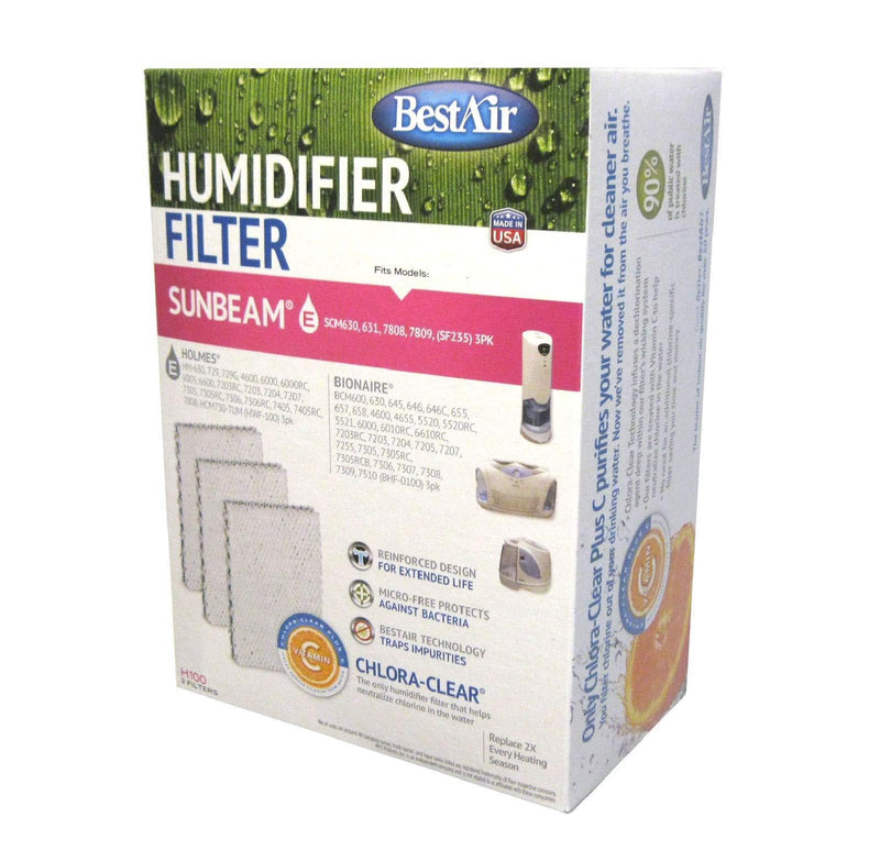 Best Air Humidifier Wick 3 pk For Fits for Bionaire BCM645, 646, 646C, 4600, 5520, 5520RC, 6000, 6010RC, 6610RC, 7203, 7203RC, 7204, 7205, 7207, 7305, 7305RC, 7305RCB, 7306, 7307 BHF-100